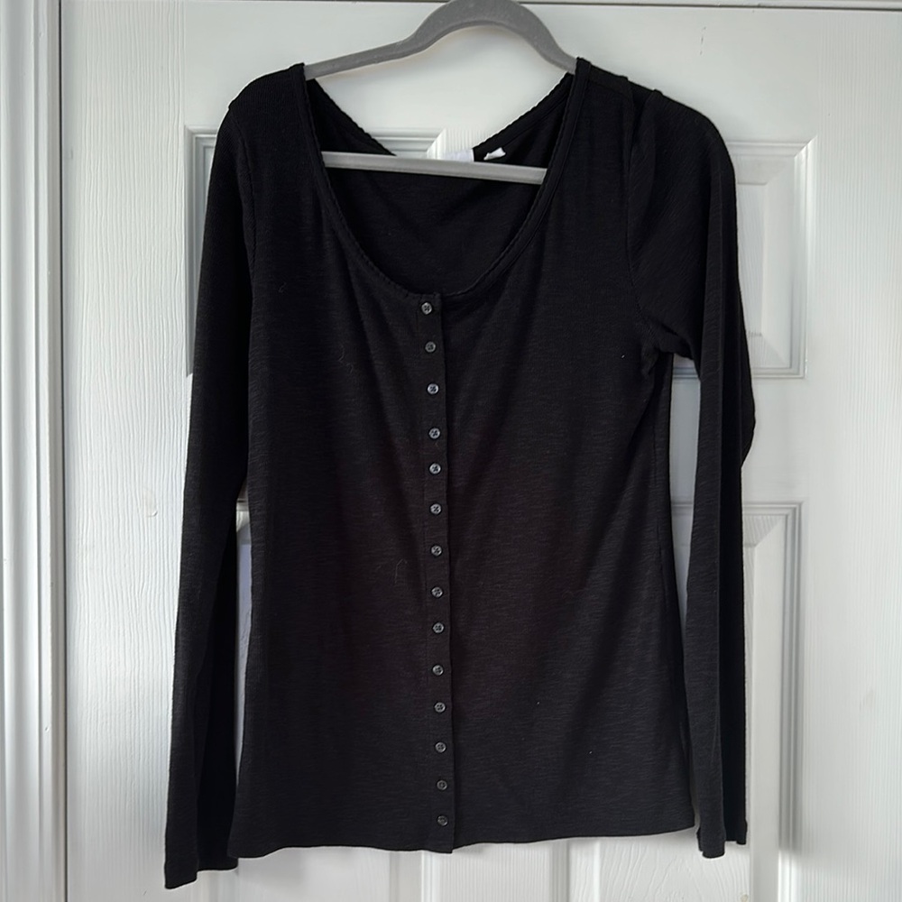 Women's Black Button-Up Top